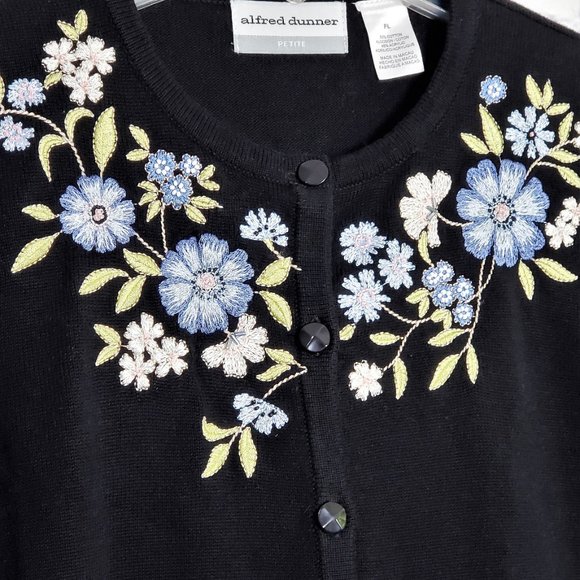 ALFRED DUNNER Short Sleeve Embroidered Cardigan PL - Picture 2 of 3